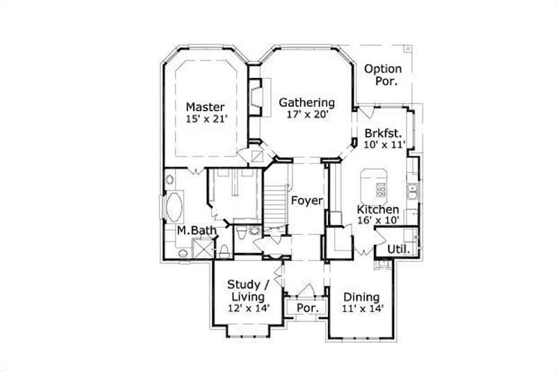 Floor Plan First Story of Luxury Plan #156-1744