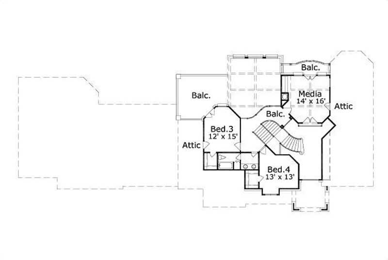 Floor Plan Second Story of Country Plan #156-1748