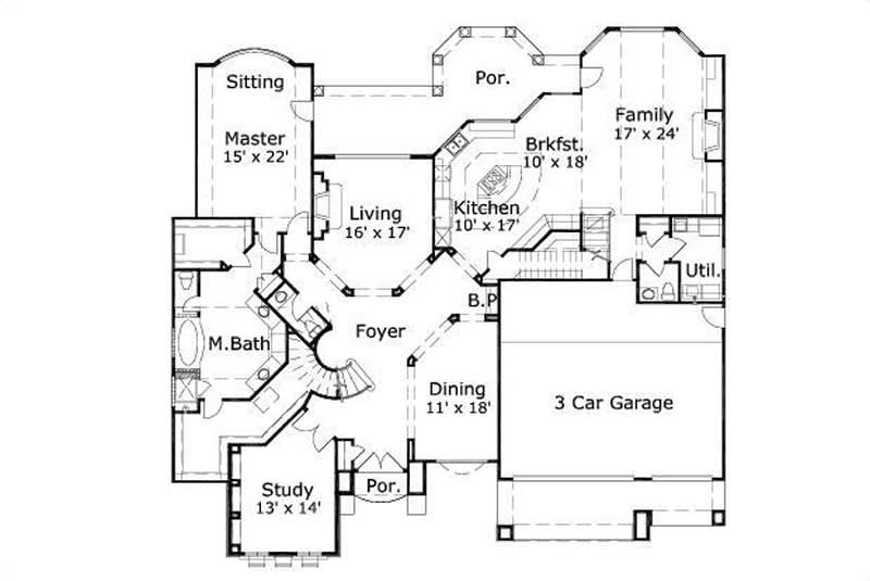 Floor Plan First Story of Luxury Plan #156-1751
