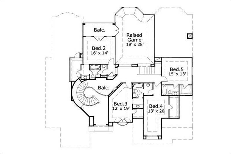 Floor Plan Second Story of Luxury Plan #156-1751
