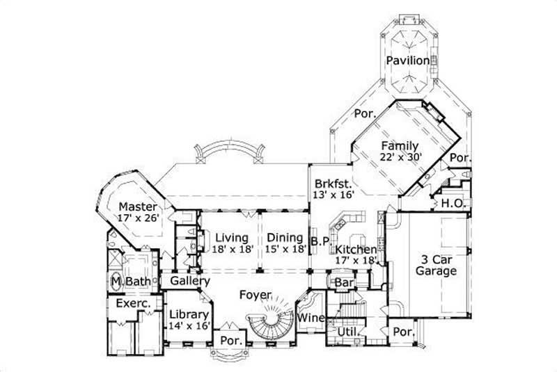Floor Plan First Story of Luxury Plan #156-1752