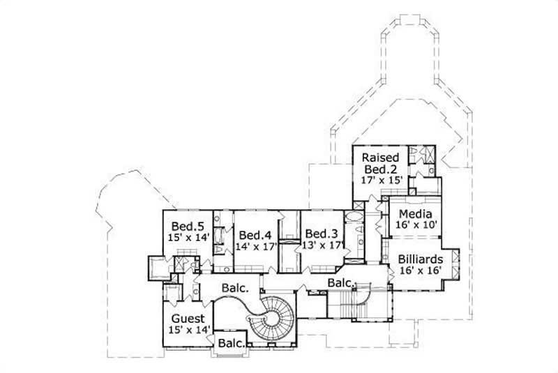 Floor Plan Second Story of Luxury Plan #156-1752