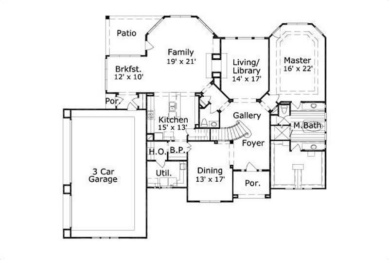 Floor Plan First Story of Luxury Plan #156-1760