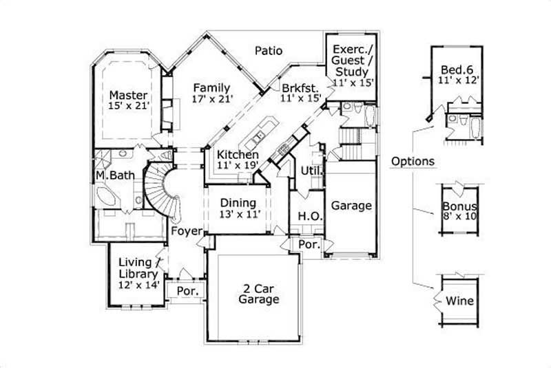 Floor Plan First Story of Luxury Plan #156-1763