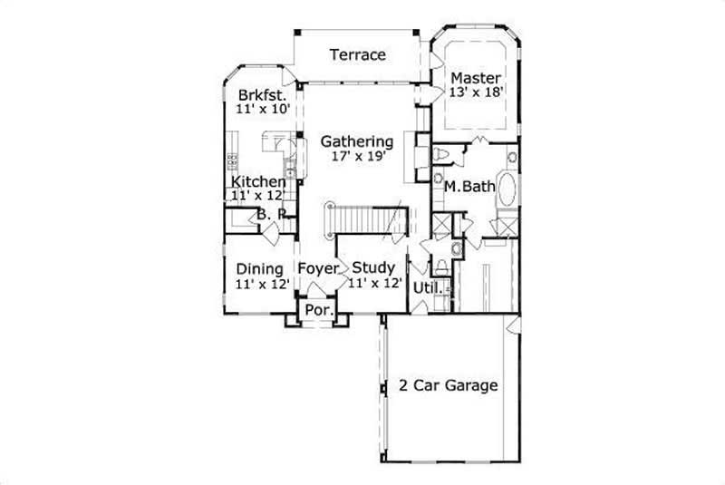 Floor Plan First Story of Traditional Plan #156-1767