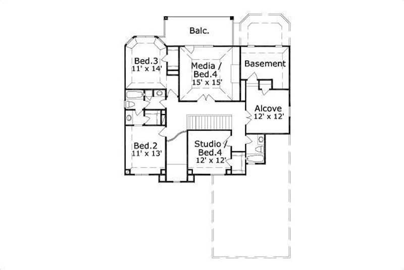 Floor Plan Second Story of Traditional Plan #156-1767