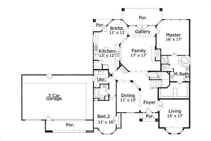 Floor Plan First Story of Luxury Plan #156-1770