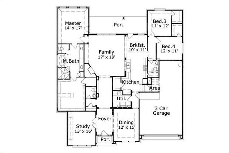 Floor Plan First Story of Luxury Plan #156-1772