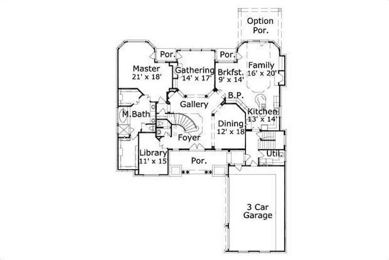 Floor Plan First Story of Luxury Plan #156-1779