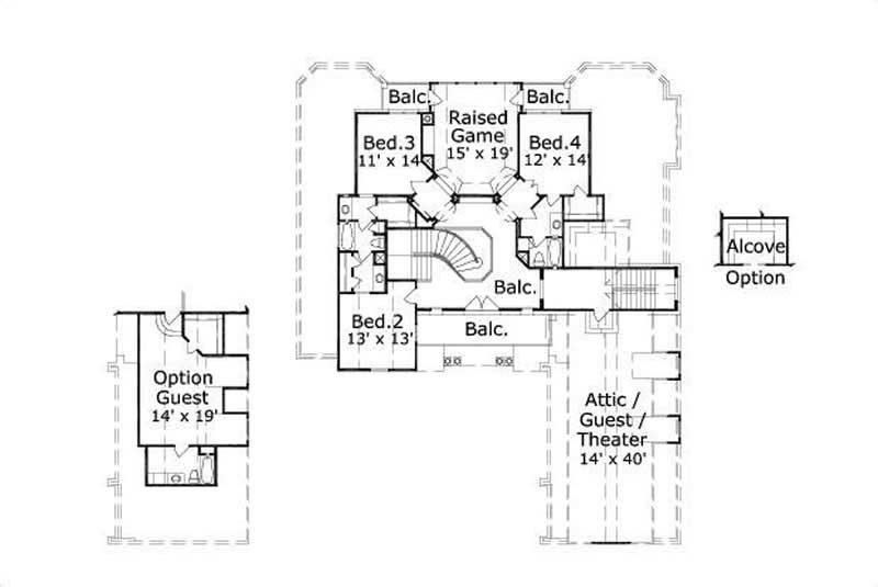 Floor Plan Second Story of Luxury Plan #156-1779