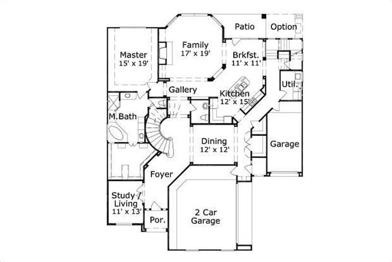 Floor Plan First Story of Luxury Plan #156-1780