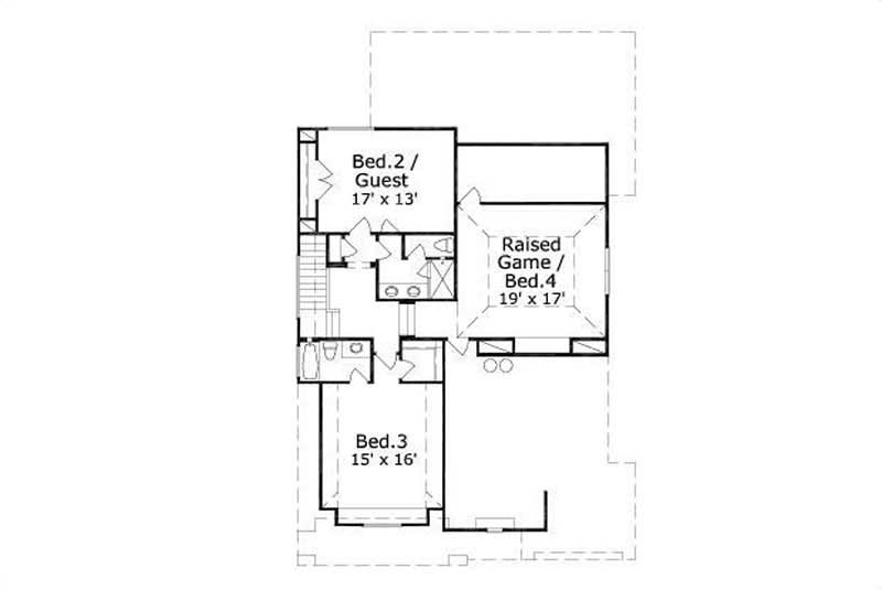 Floor Plan Second Story of Spanish Plan #156-1798