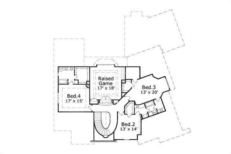 Floor Plan Second Story of Country Plan #156-1799