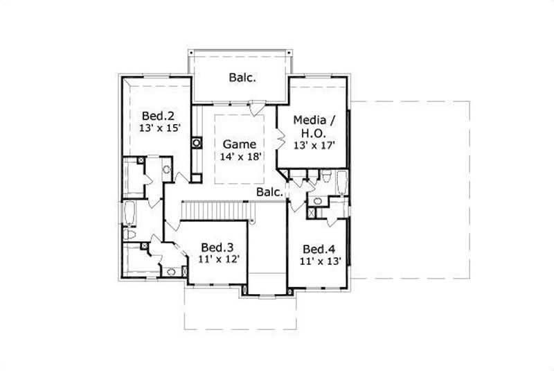Floor Plan Second Story of Luxury Plan #156-1815