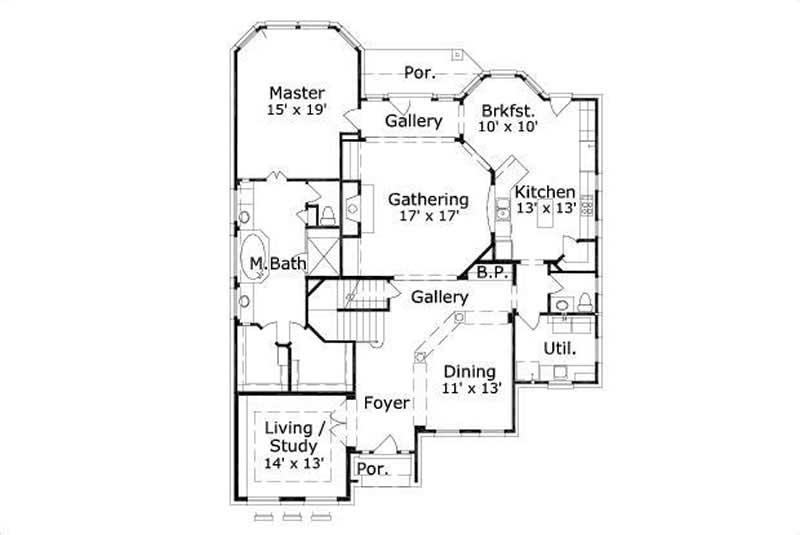 Floor Plan First Story of Luxury Plan #156-1820