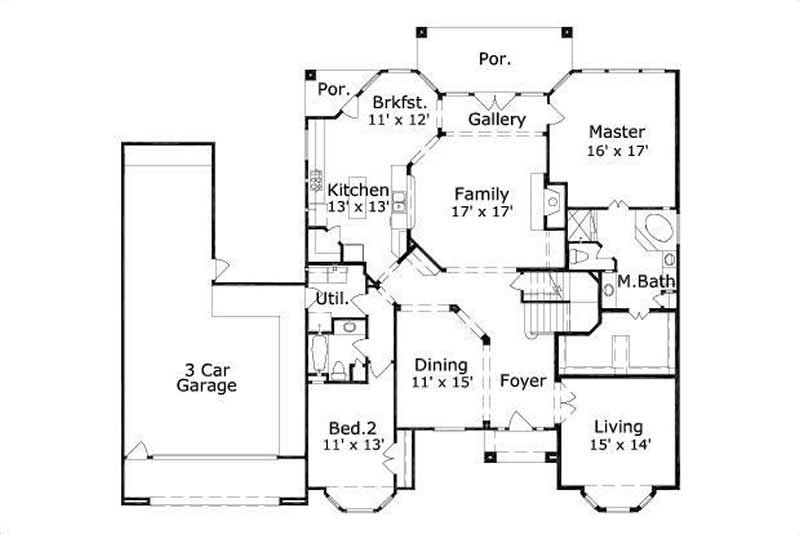 Floor Plan First Story of Luxury Plan #156-1824