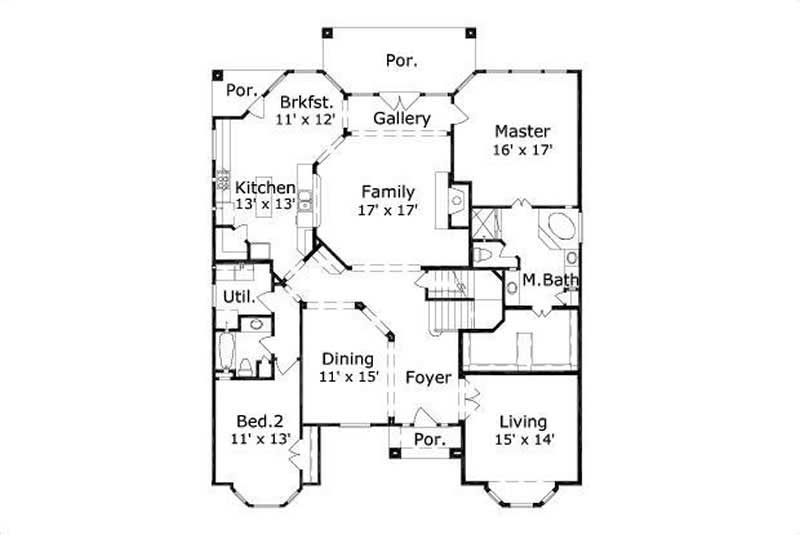 Floor Plan First Story of Luxury Plan #156-1827