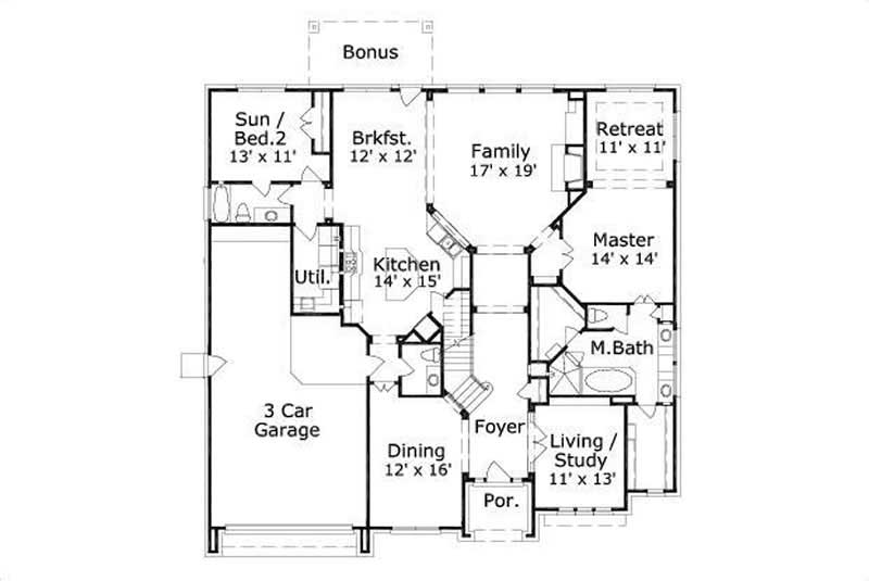 Floor Plan First Story of Luxury Plan #156-1832