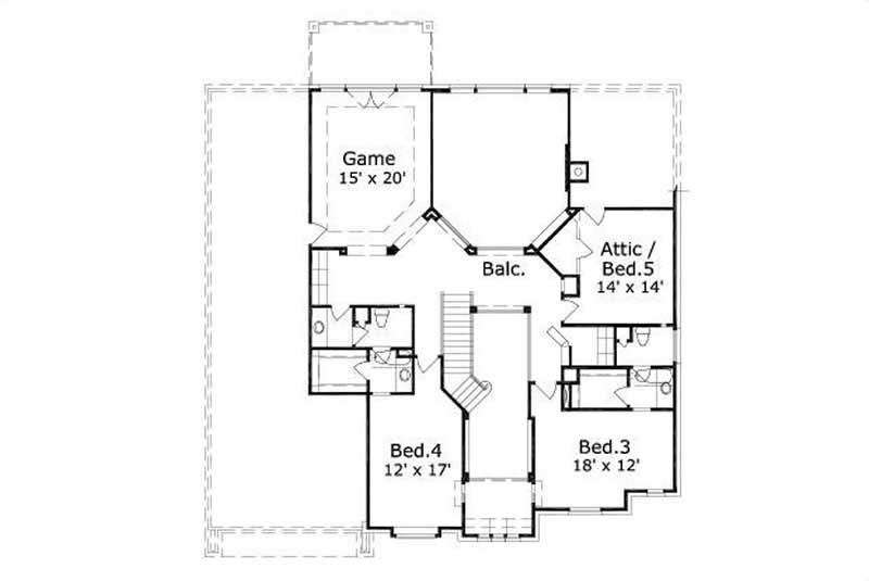 Floor Plan Second Story of Luxury Plan #156-1832
