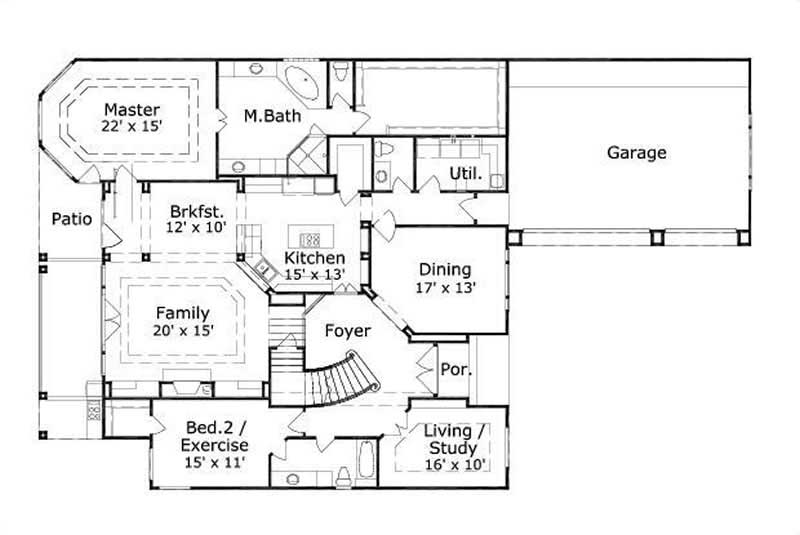 Floor Plan First Story of Contemporary Plan #156-1842