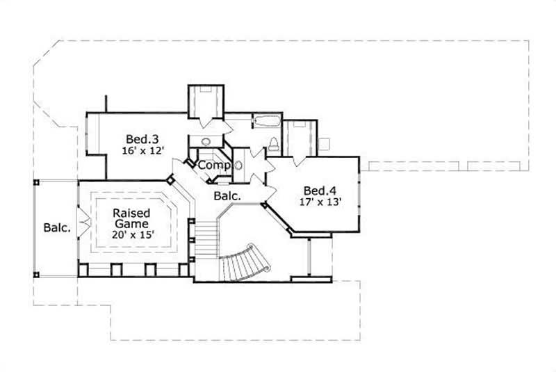 Floor Plan Second Story of Contemporary Plan #156-1842
