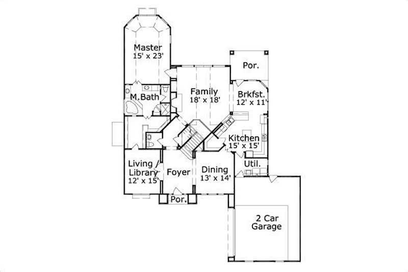 Floor Plan First Story of Luxury Plan #156-1848