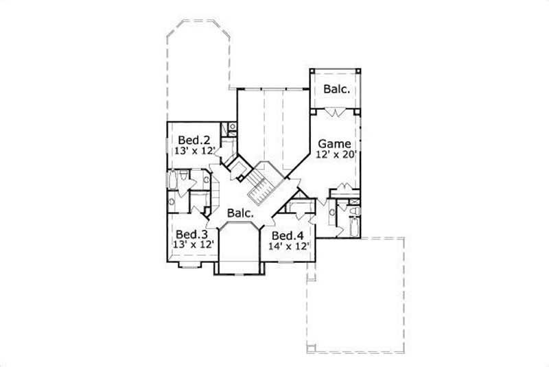 Floor Plan Second Story of Luxury Plan #156-1848