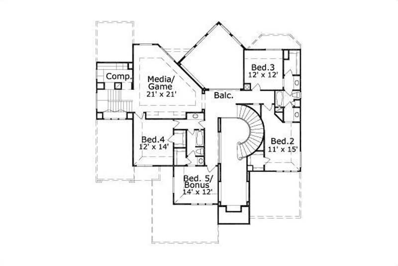 Floor Plan Second Story of Plan #156-1859