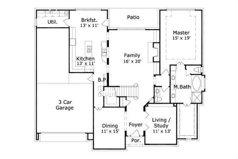 Floor Plan First Story of Luxury Plan #156-1875