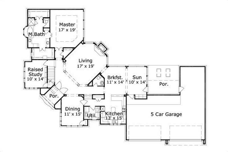 Floor Plan First Story of Luxury Plan #156-1877