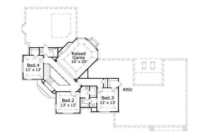 Floor Plan Second Story of Luxury Plan #156-1877