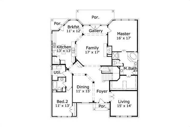 Floor Plan First Story of Luxury Plan #156-1882