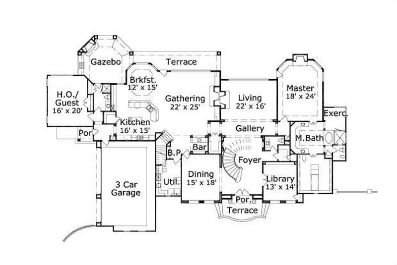 Floor Plan First Story of Plan #156-1883