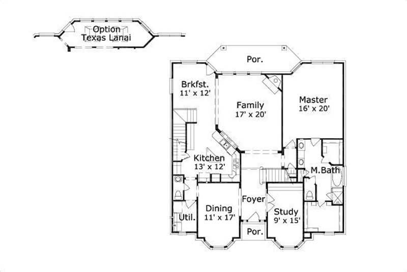 Floor Plan First Story of Luxury Plan #156-1887