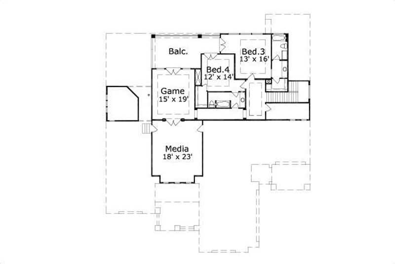 Floor Plan Second Story of Mediterranean Plan #156-1888