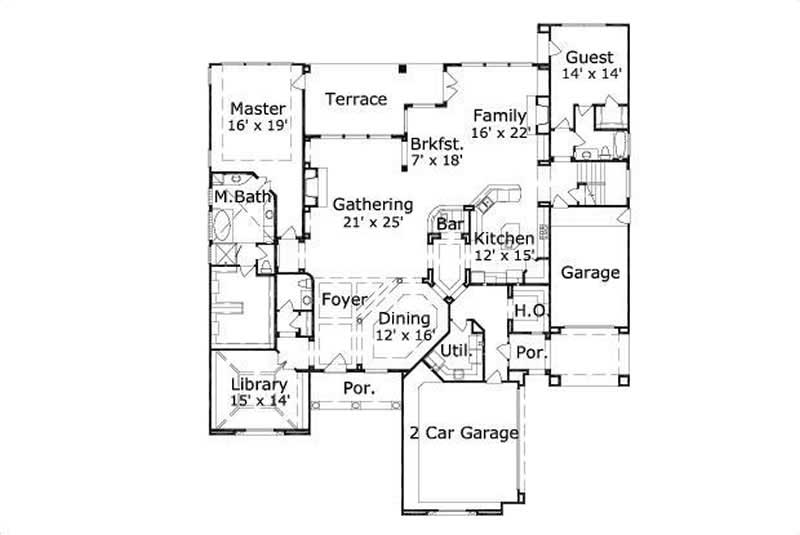 Floor Plan First Story of Luxury Plan #156-1890