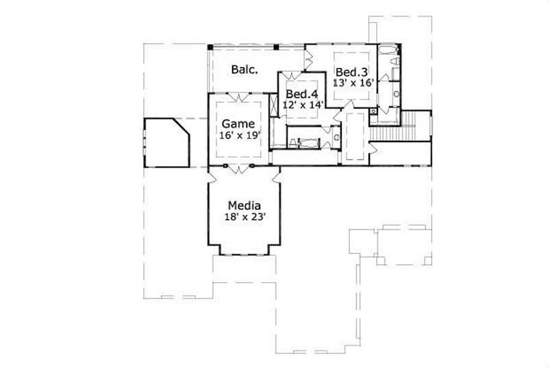Floor Plan Second Story of Luxury Plan #156-1890