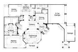 Floor Plan First Story of Mediterranean Plan #156-1897