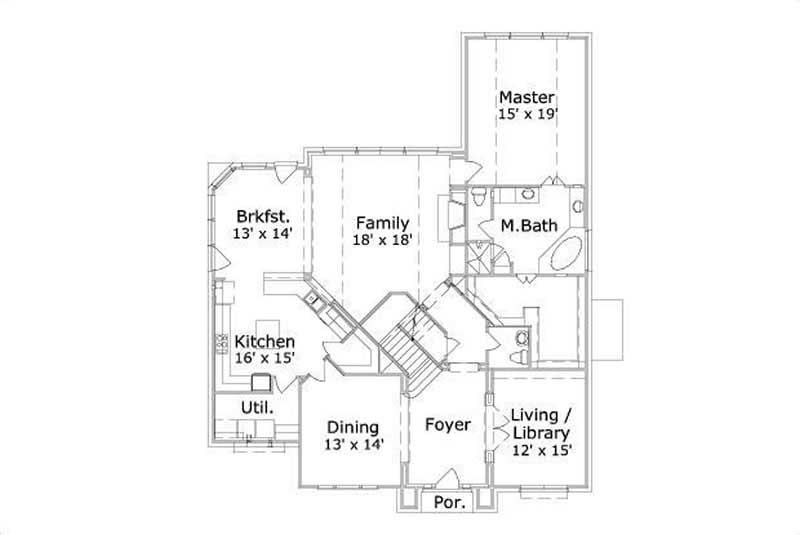 Floor Plan First Story of Luxury Plan #156-1898