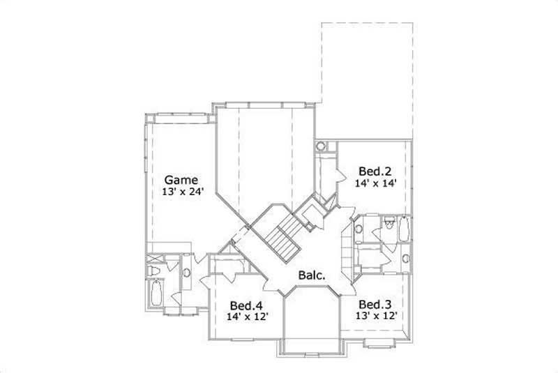 Floor Plan Second Story of Luxury Plan #156-1898