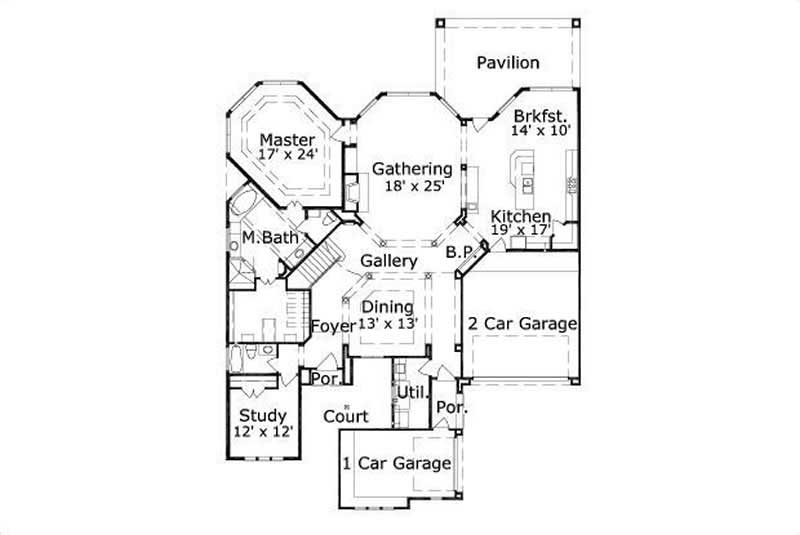 Floor Plan First Story of Mediterranean Plan #156-1905