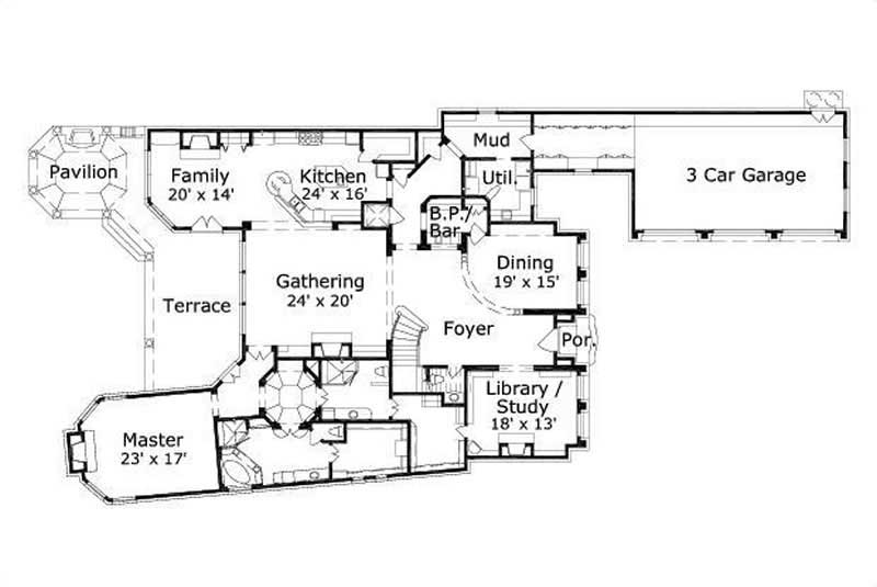Floor Plan First Story of Luxury Plan #156-1906