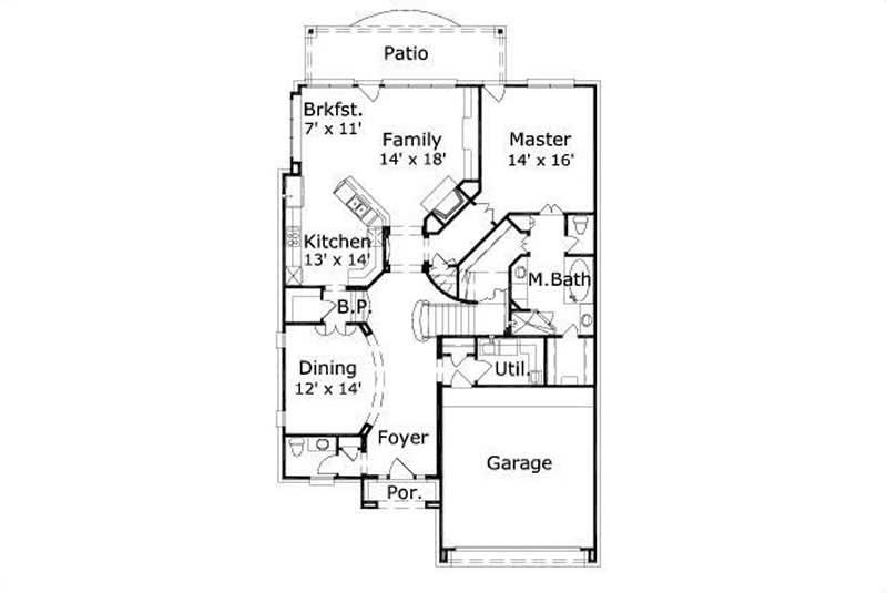 Floor Plan First Story of Traditional Plan #156-1910