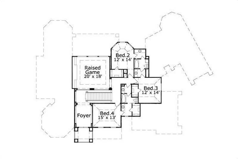 Floor Plan Second Story of Luxury Plan #156-1914