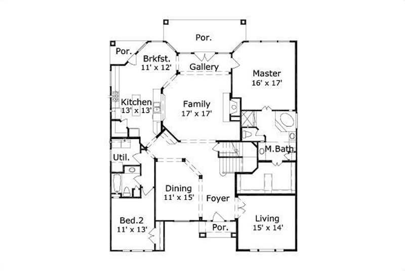 Floor Plan First Story of Luxury Plan #156-1940