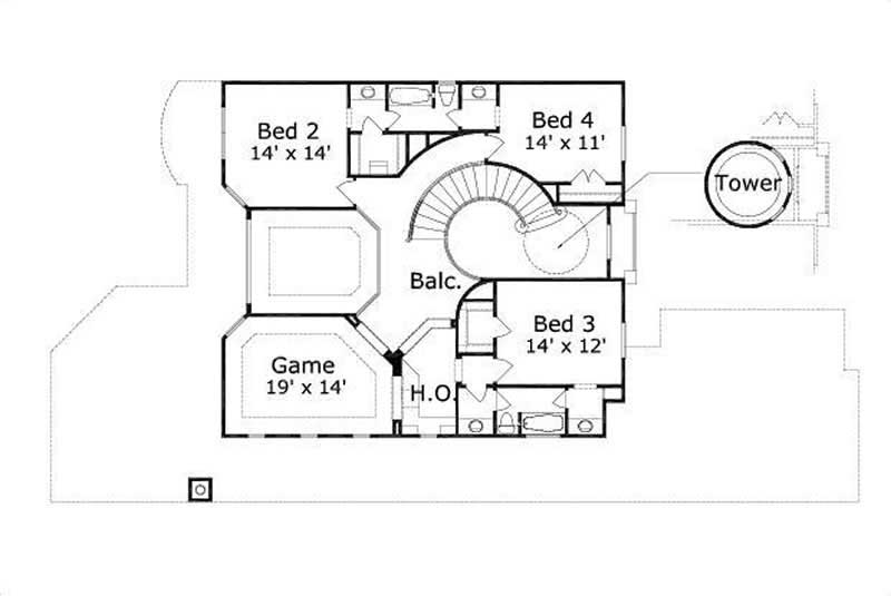 Floor Plan Second Story of Plan #156-1942