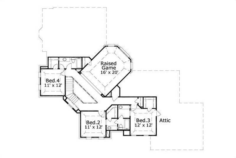 Floor Plan Second Story of Country Plan #156-1954