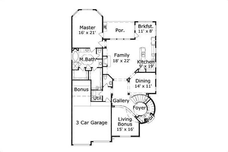 Floor Plan First Story of Luxury Plan #156-1956