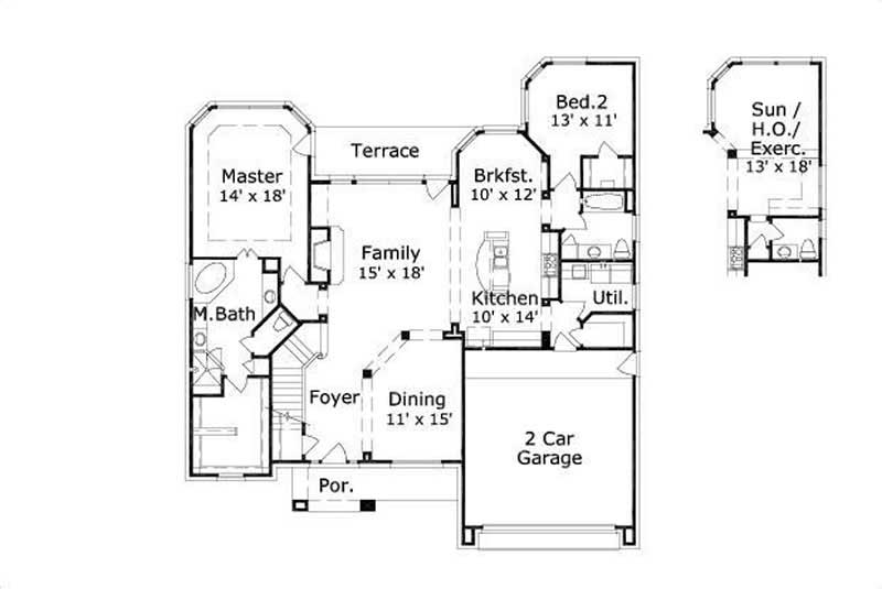 Floor Plan First Story of Traditional Plan #156-1958
