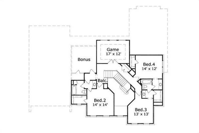 Floor Plan Second Story of Luxury Plan #156-1963